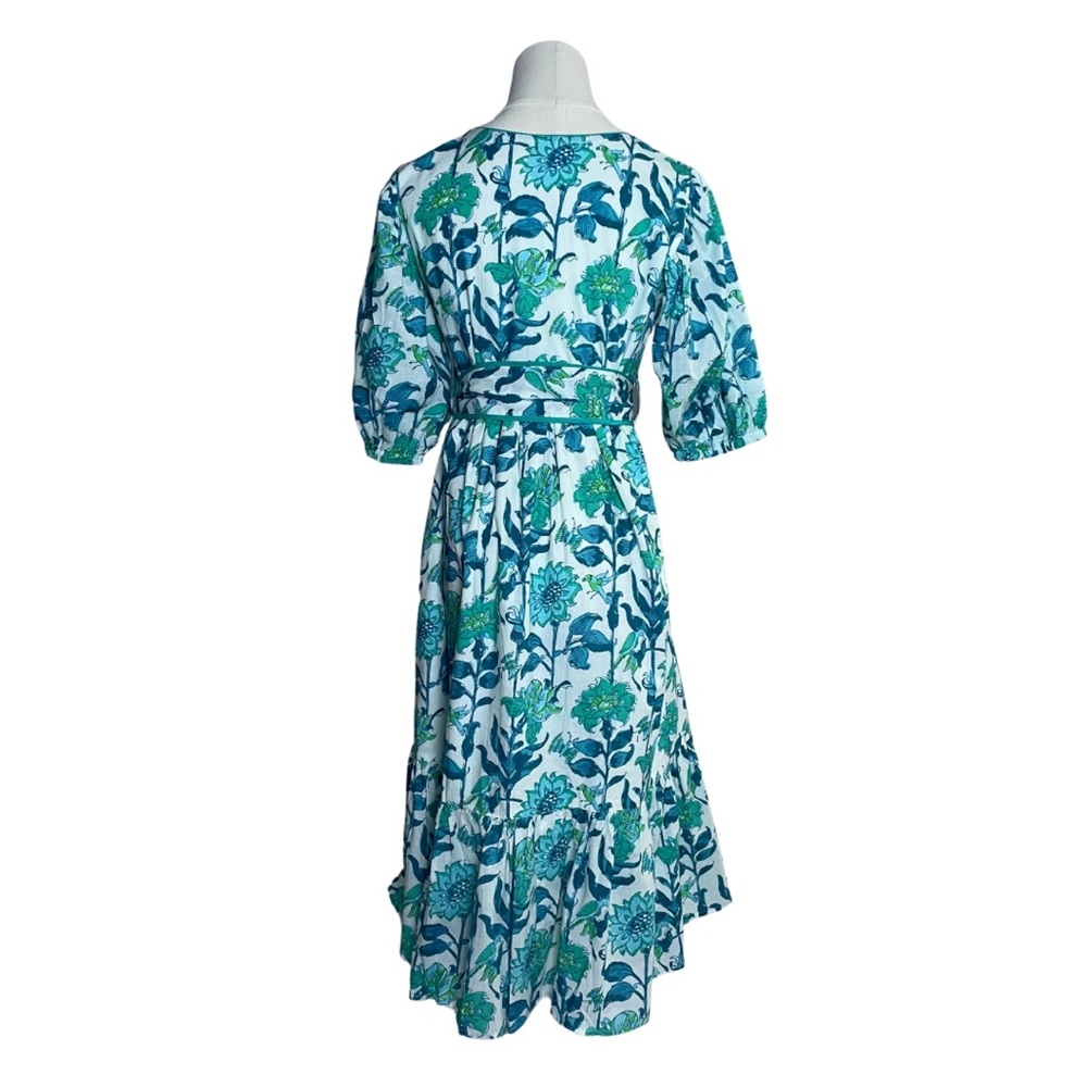 Block Print Teal Dress - Picture 3 of 6